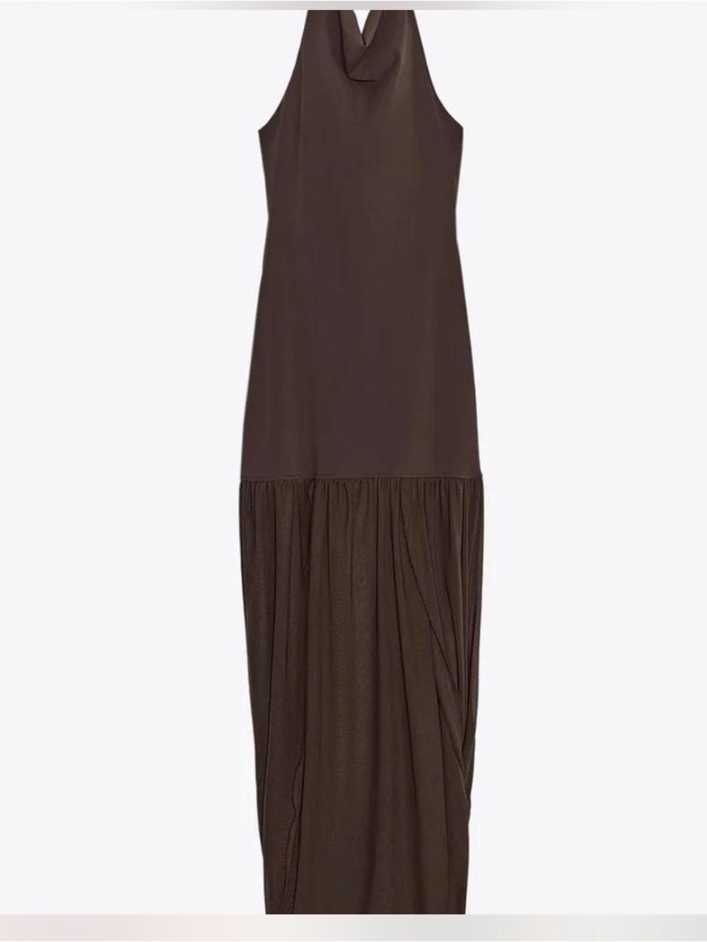 Zara Dark Brown Halter Maxi Dress